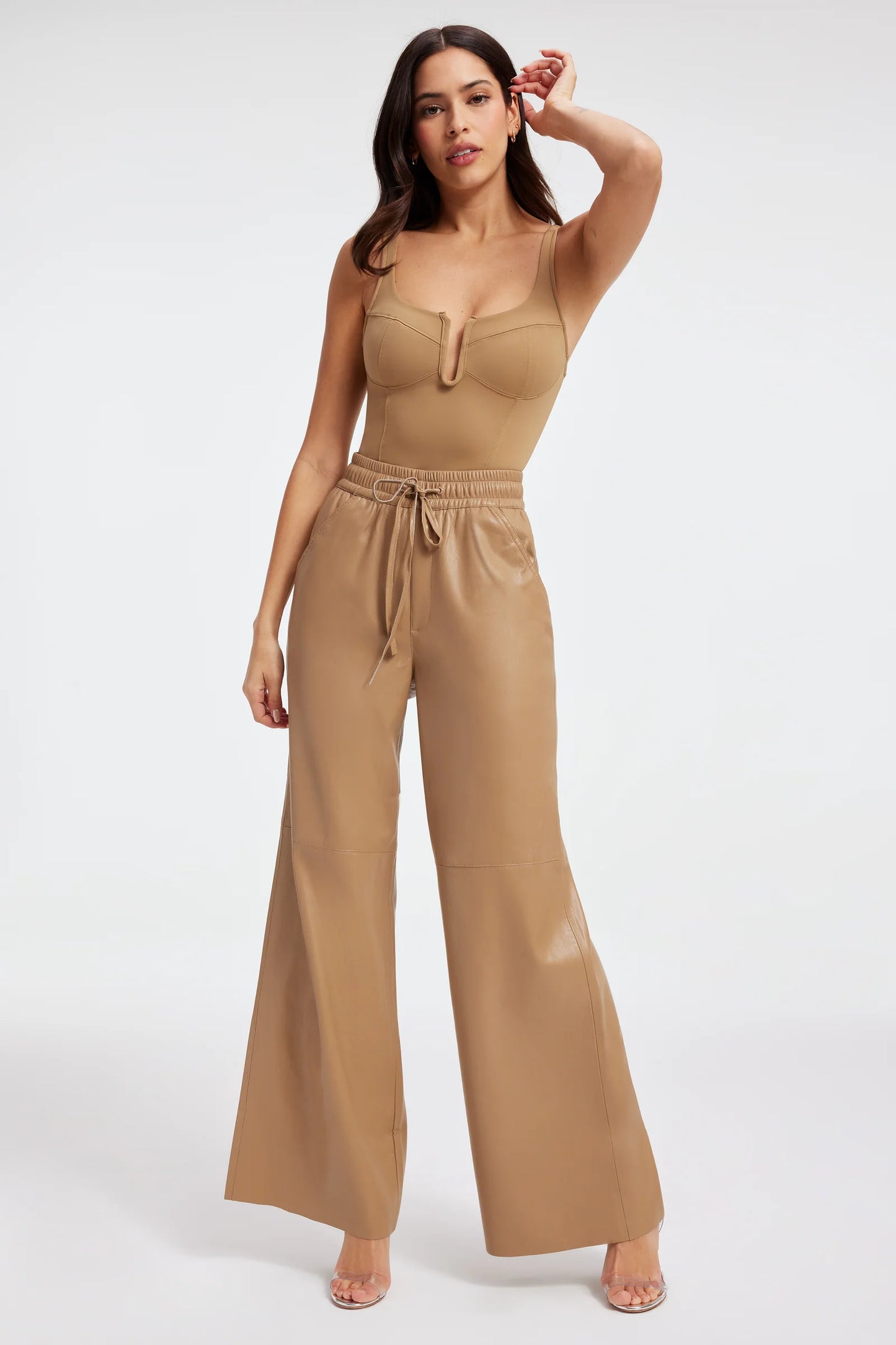 Good American Faux Leather Wide Leg Trousers