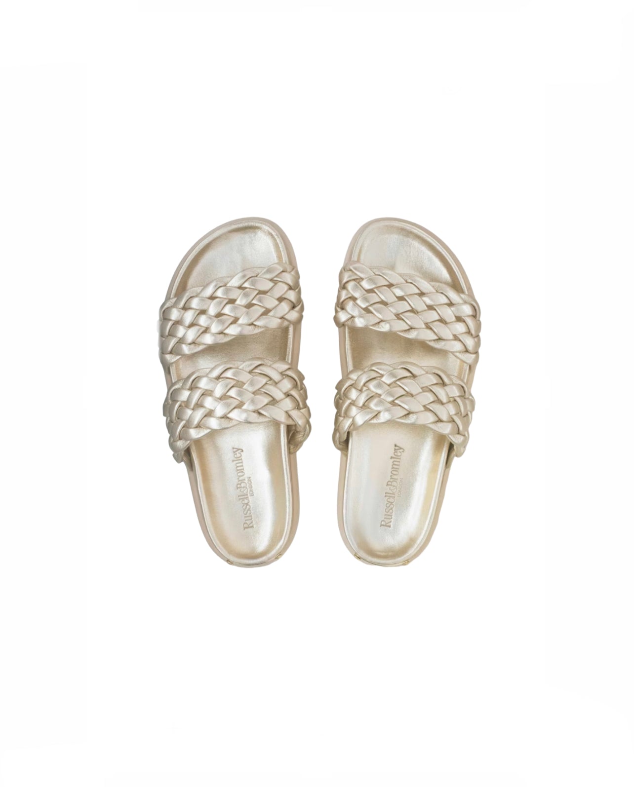 Russell and Bromley Gold Braided Sandals