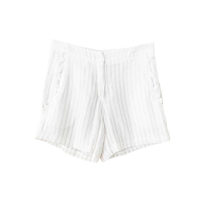 Zeus + Dione White Striped Shorts