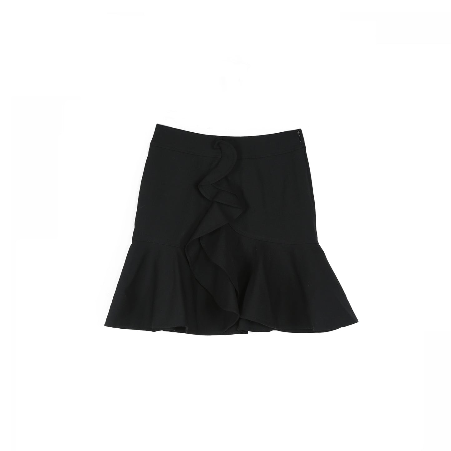 Balenciaga Black Wool Ruffled Mini Skirt
