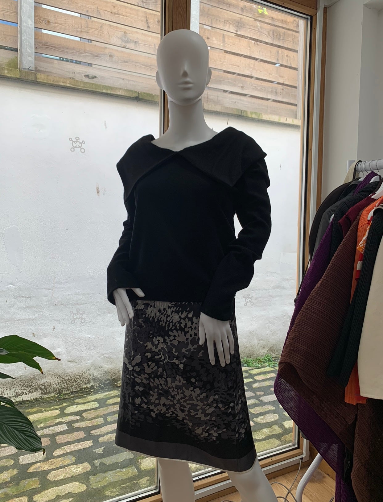 Vintage Prada Grey Silk Skirt