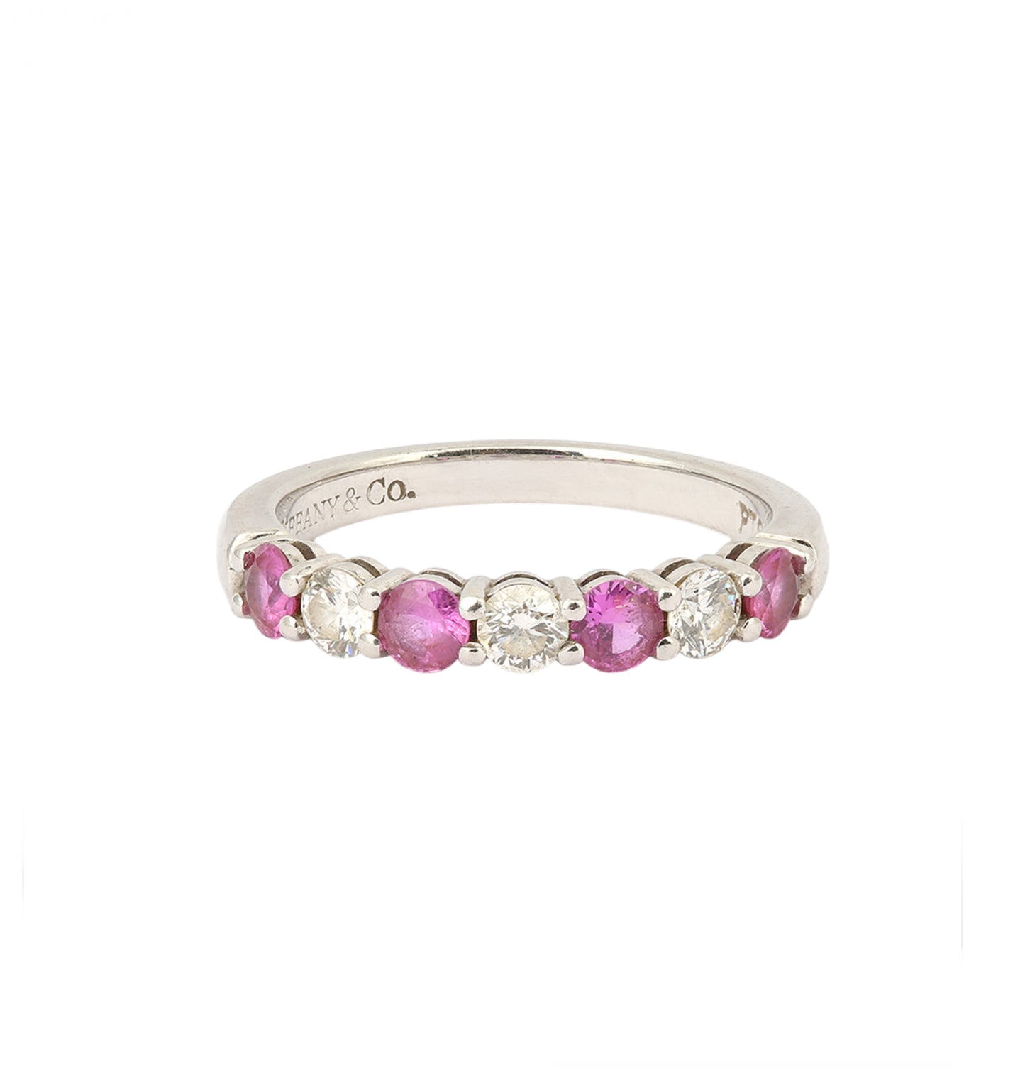 Tiffany & Co Platinum Diamond and Rubies Half Circle Ring