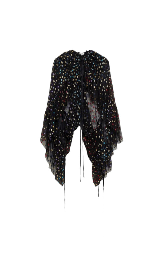Saint Laurent Metallic Chiffon Cape
