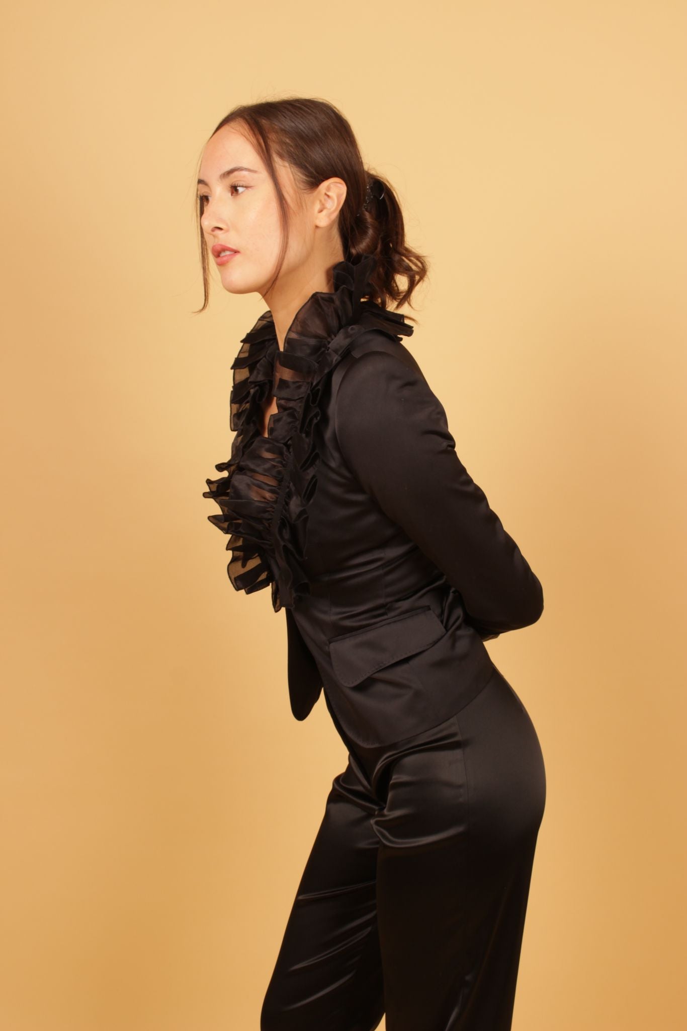 D&G Ruffle Neck Satin Blazer