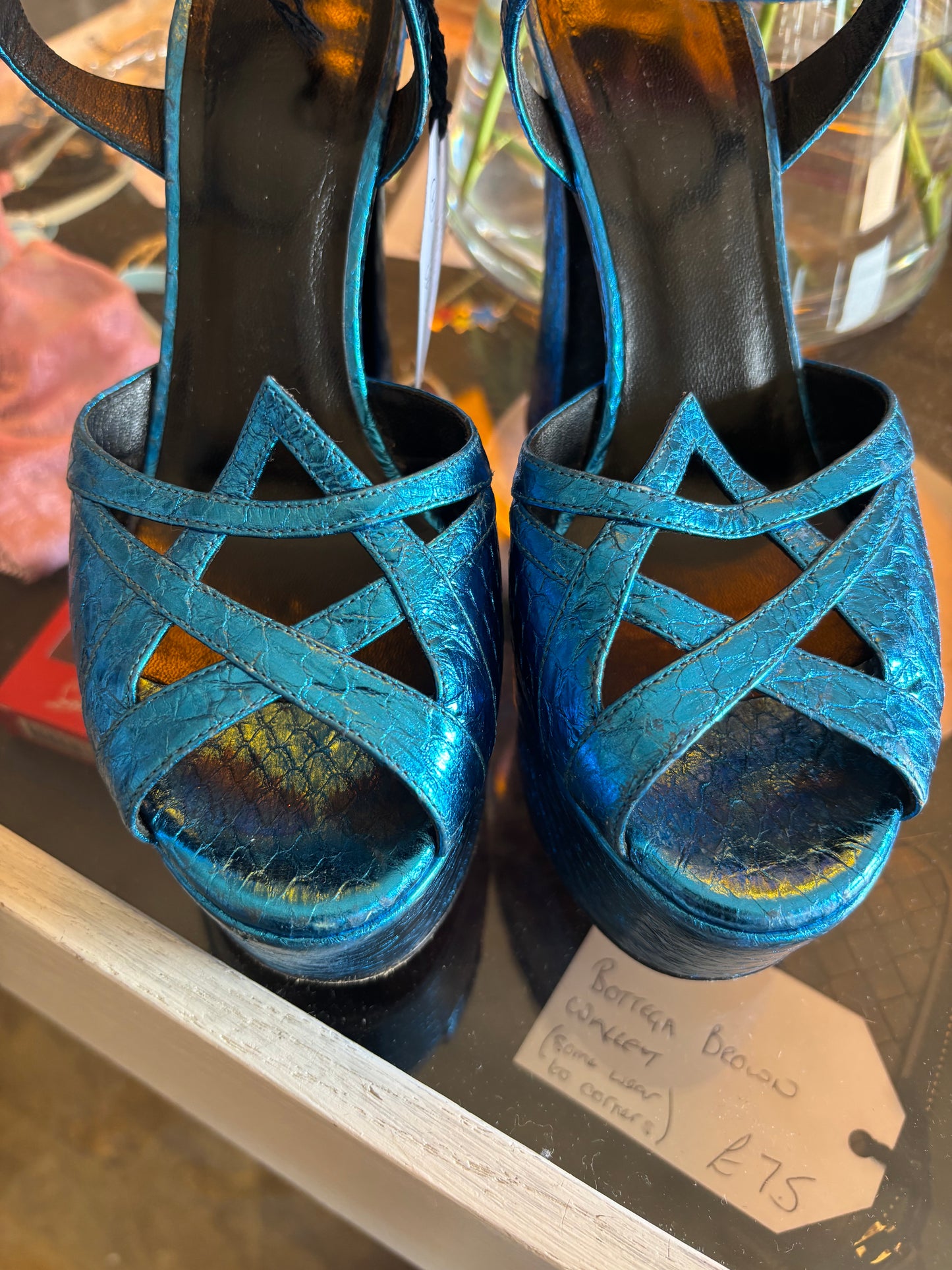 Saint Laurent Metallic Snakeskin Platforms