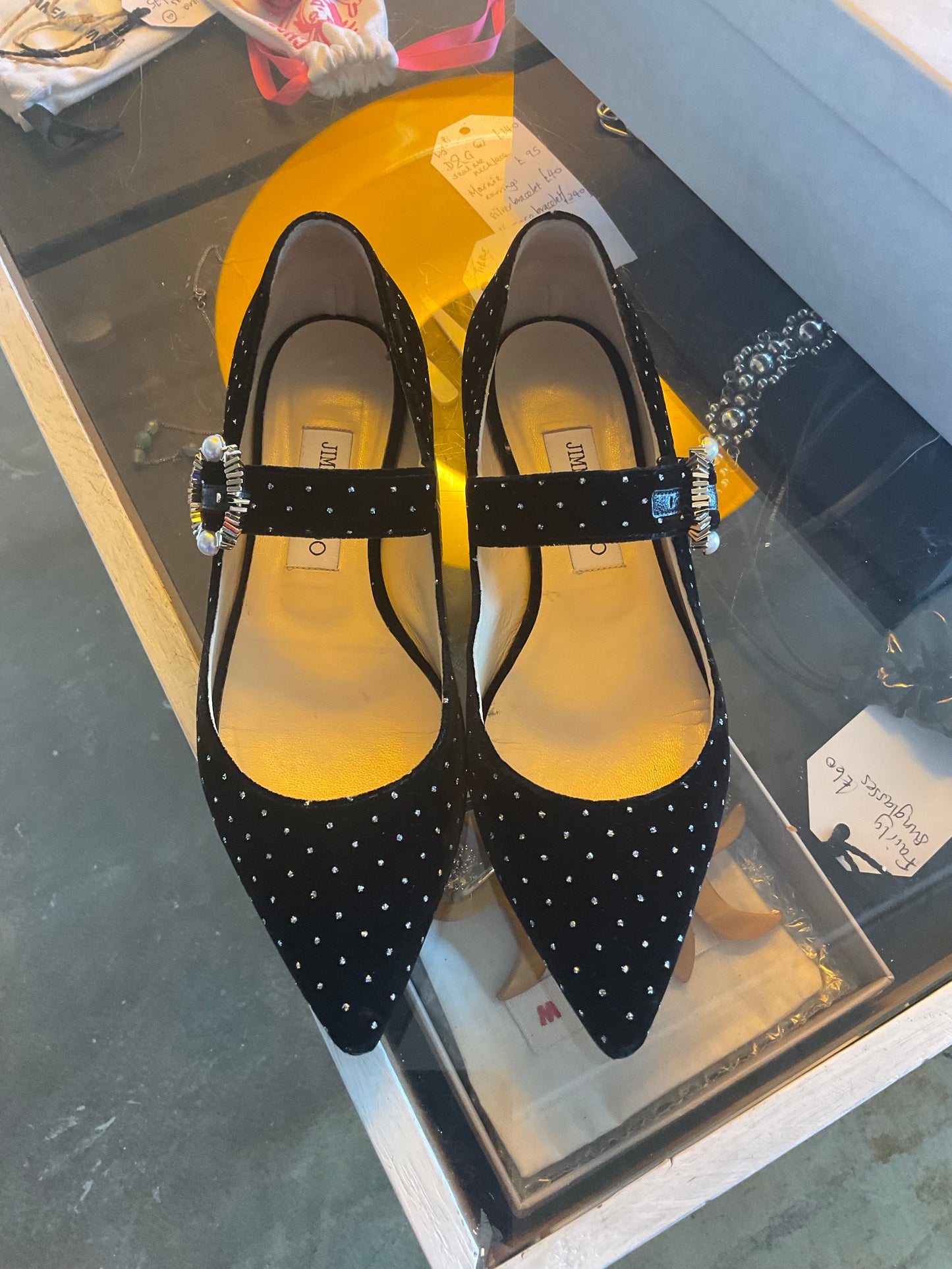 Jimmy Choo Velvet Studded Flats