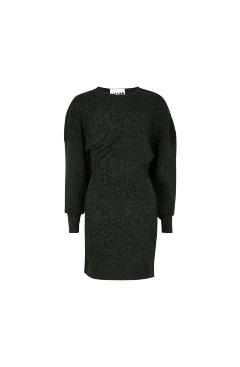 Ganni Green Melange Stretch Knit Dress - nwt