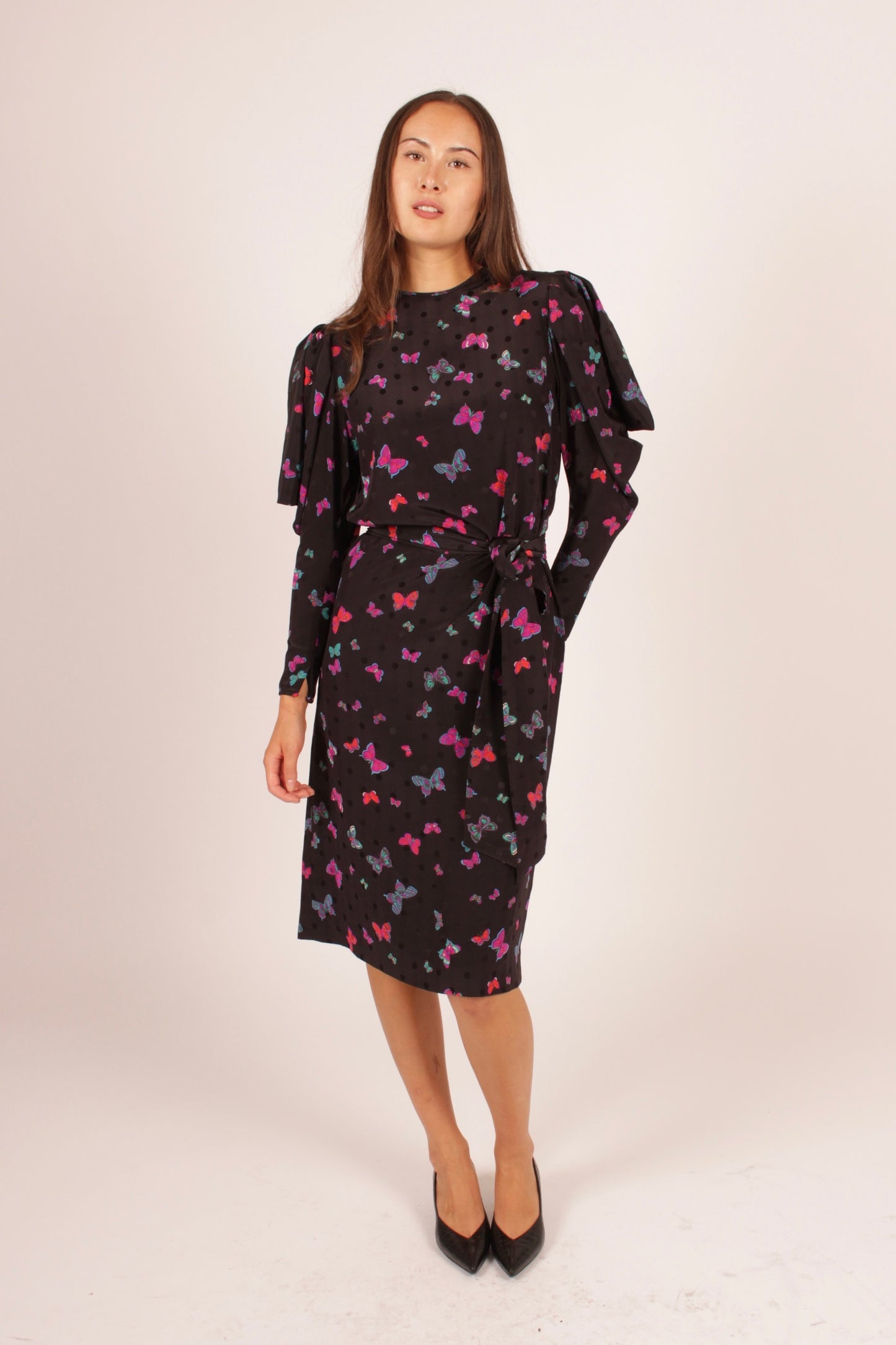 Vintage Hanae Mori Butterfly Silk Dress