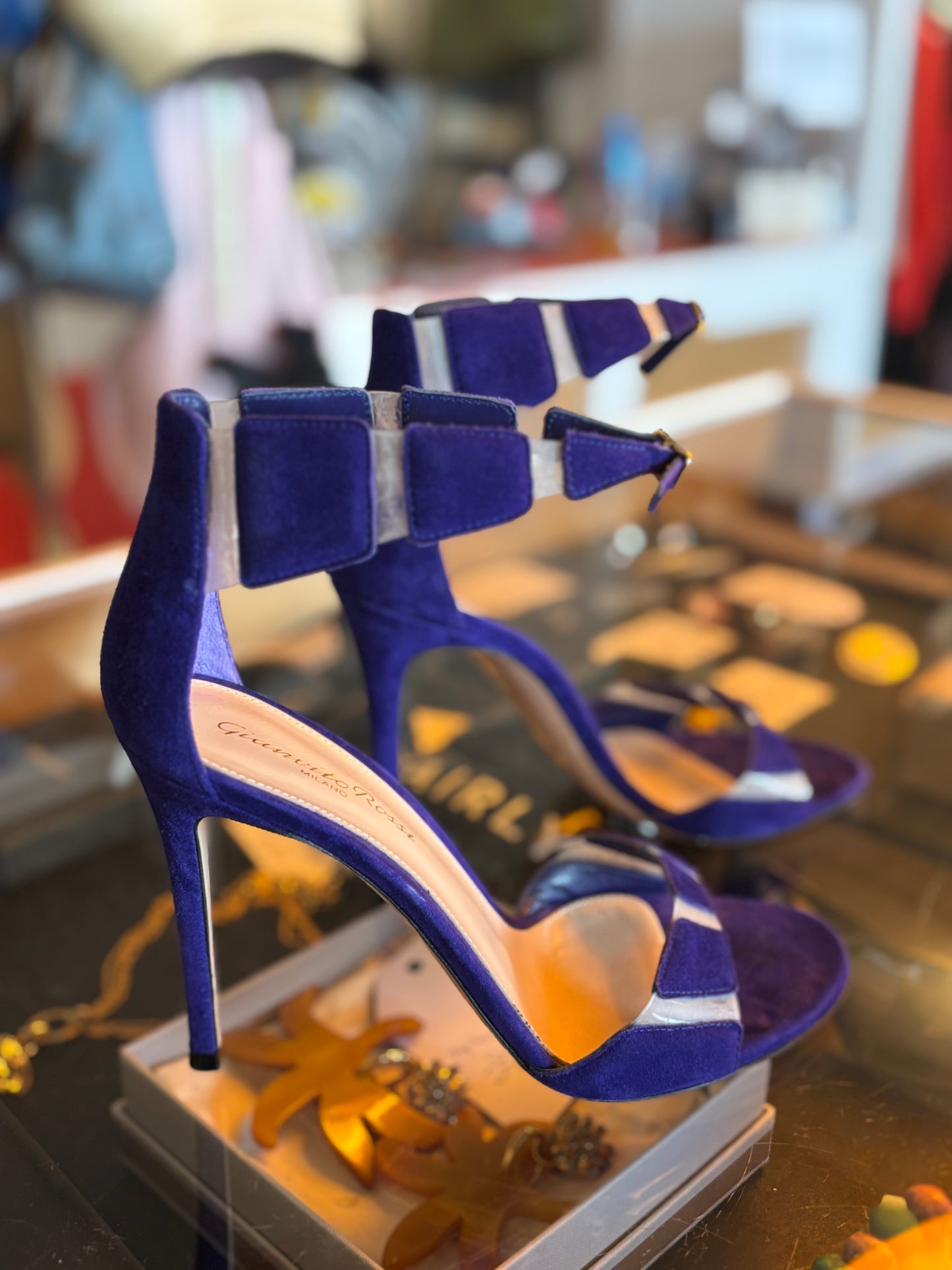 Gianvito Rossi Violet Suede Heels
