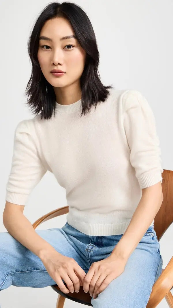 Frame Cream Cashmere Puff Sleeve Jumper
