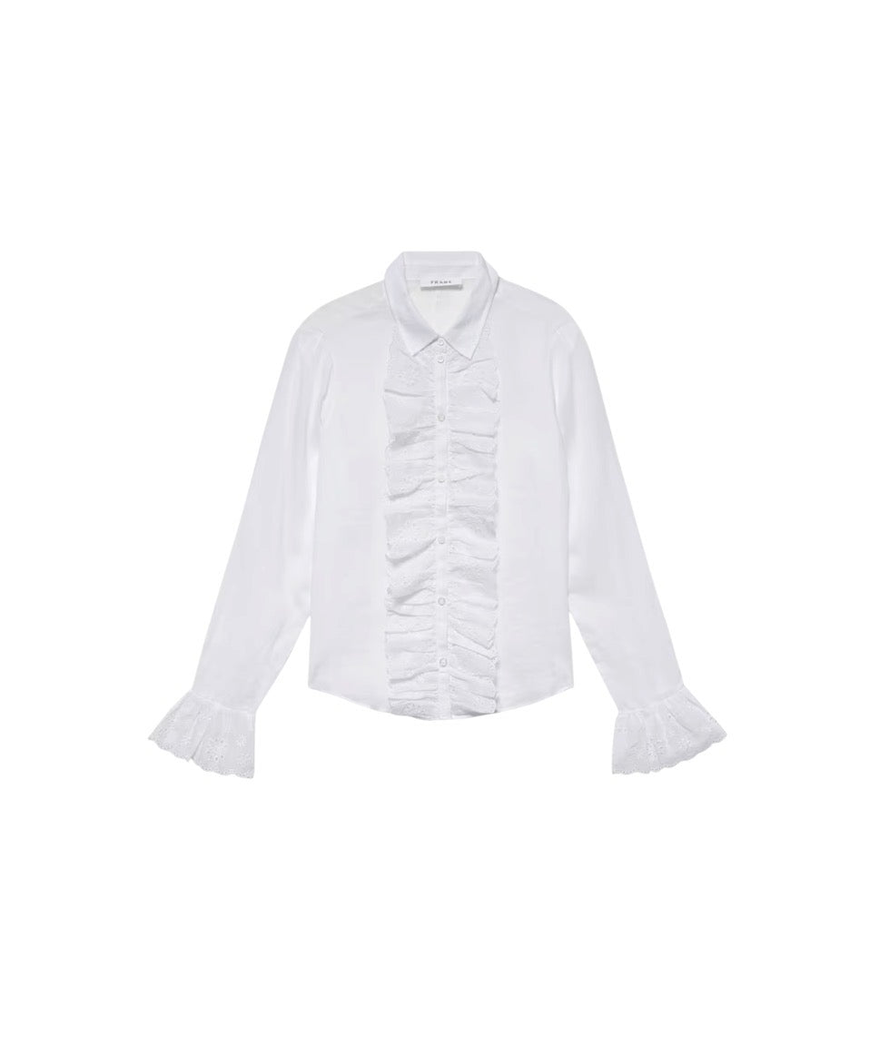 Frame White Ruffle Shirt