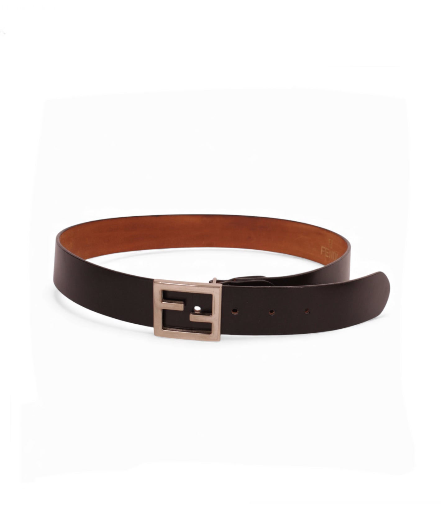 Fendi Black Leather Logo Belt