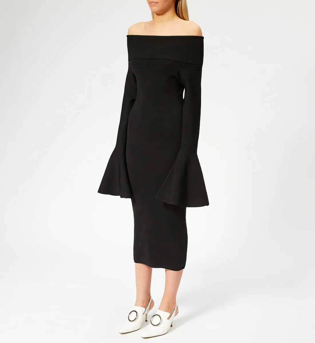 Solace Black Knit Off-Shoulder Dress-NWT