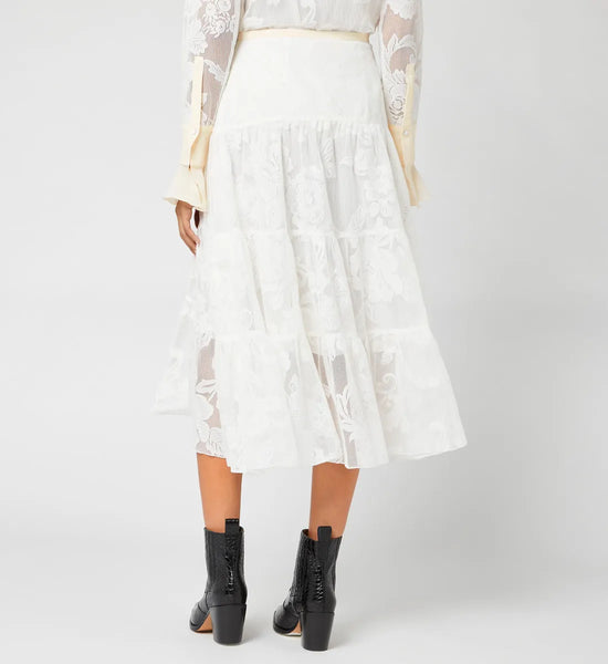See By Chloé White Lace Midi Skirt