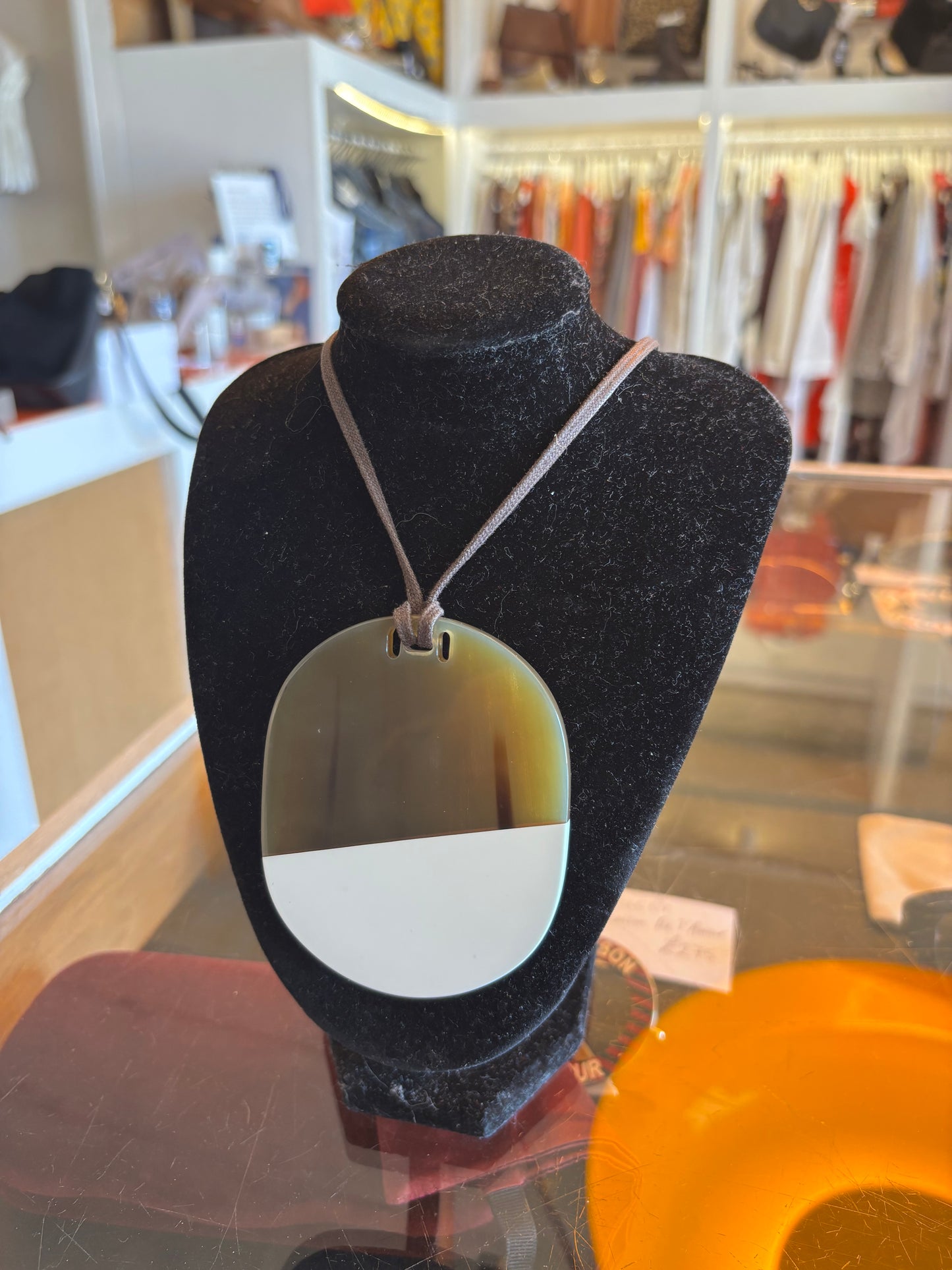 Hermes Horn and Leather Pendant