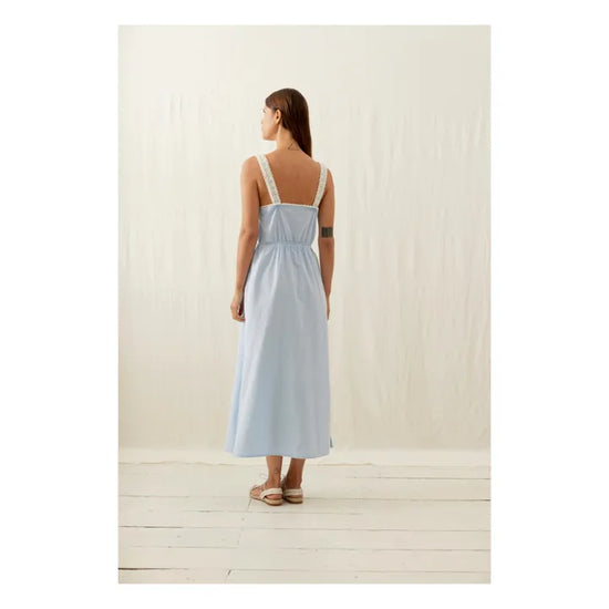 Louise Misha Blue Cotton Midi Dress