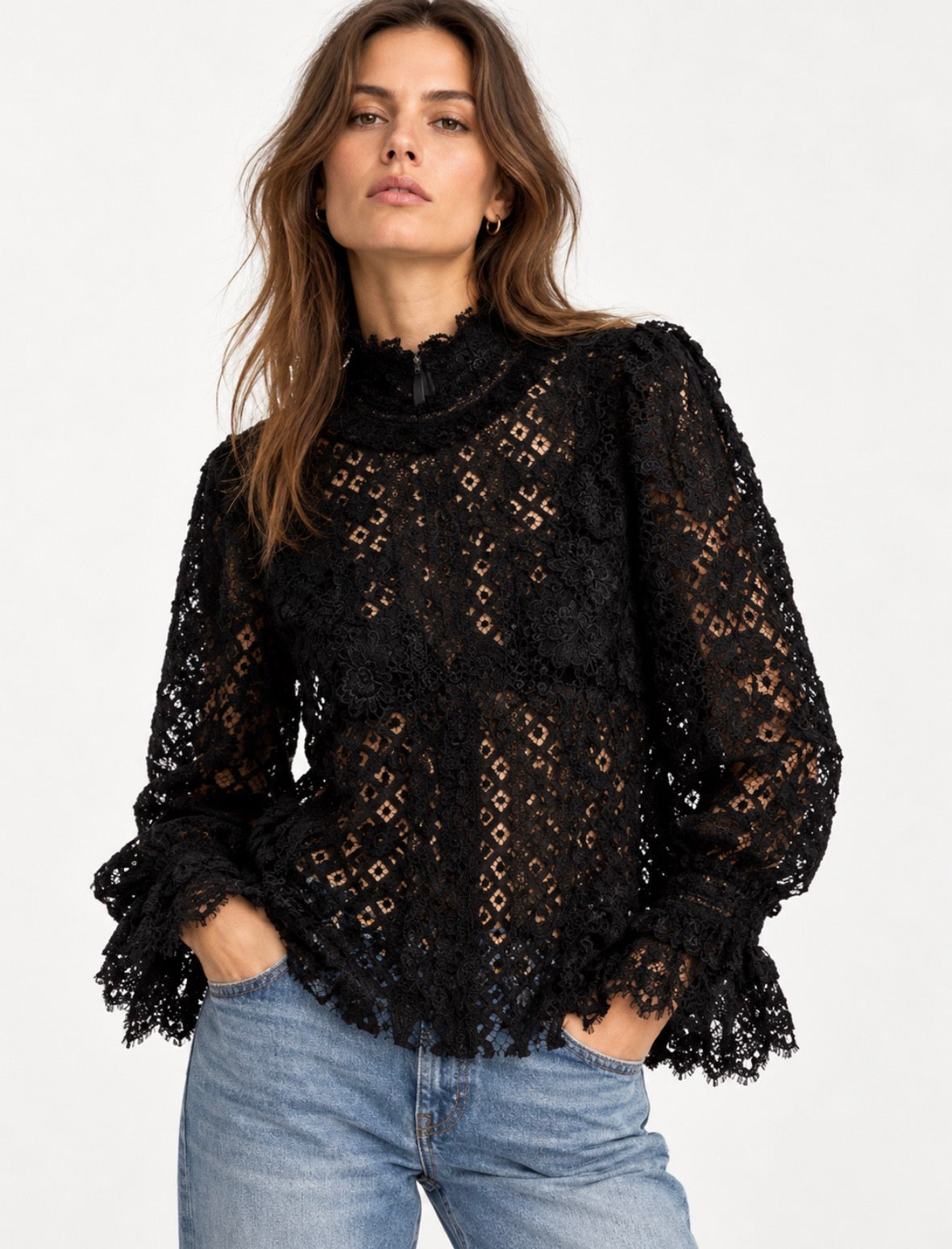 Anna Sui Black Lace Blouse