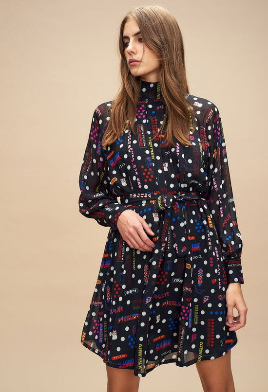 Claudie Pierlot Lucky Cat Chiffon Dress