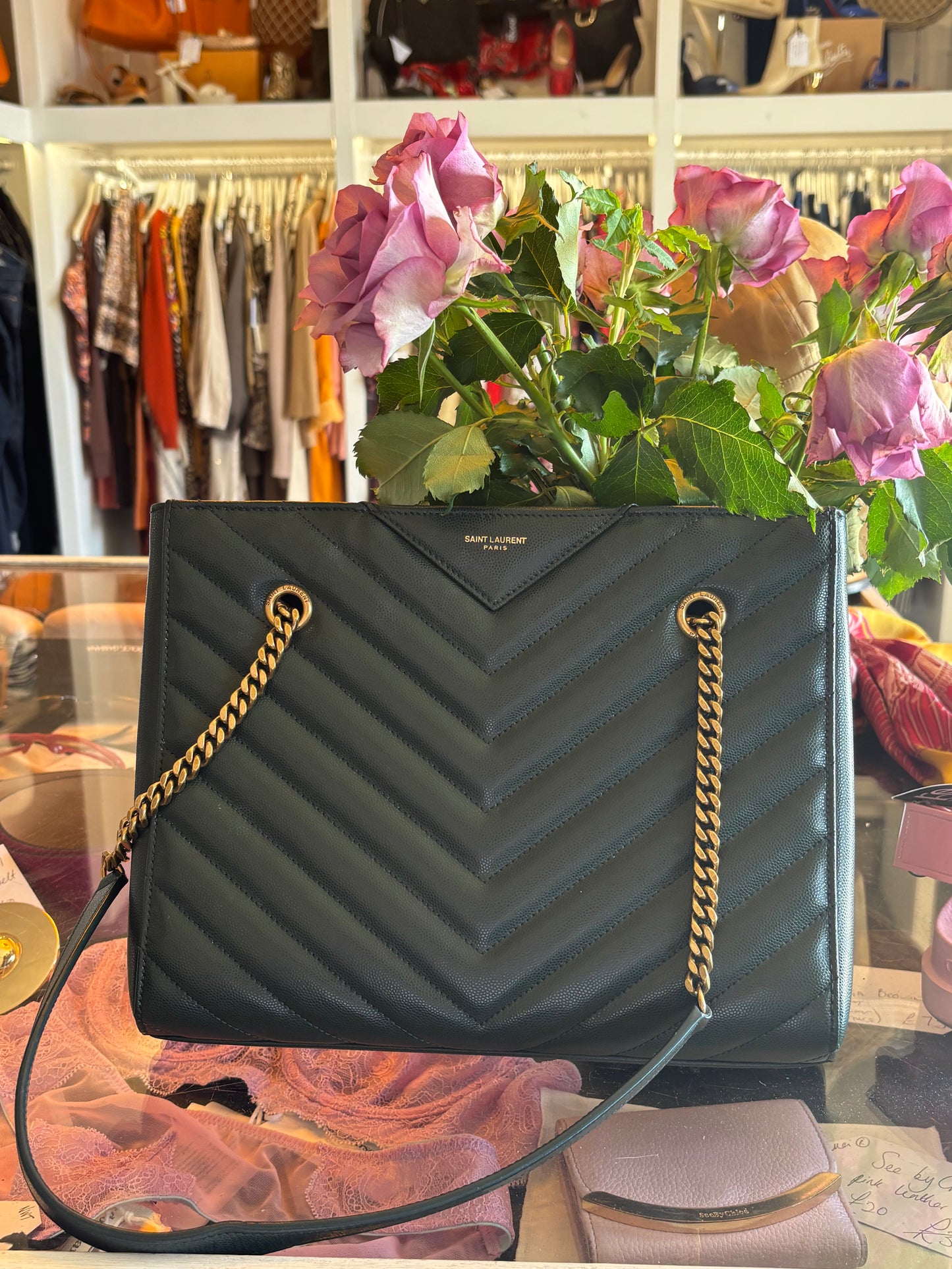 Saint Laurent Forest Green Tribeca Bag