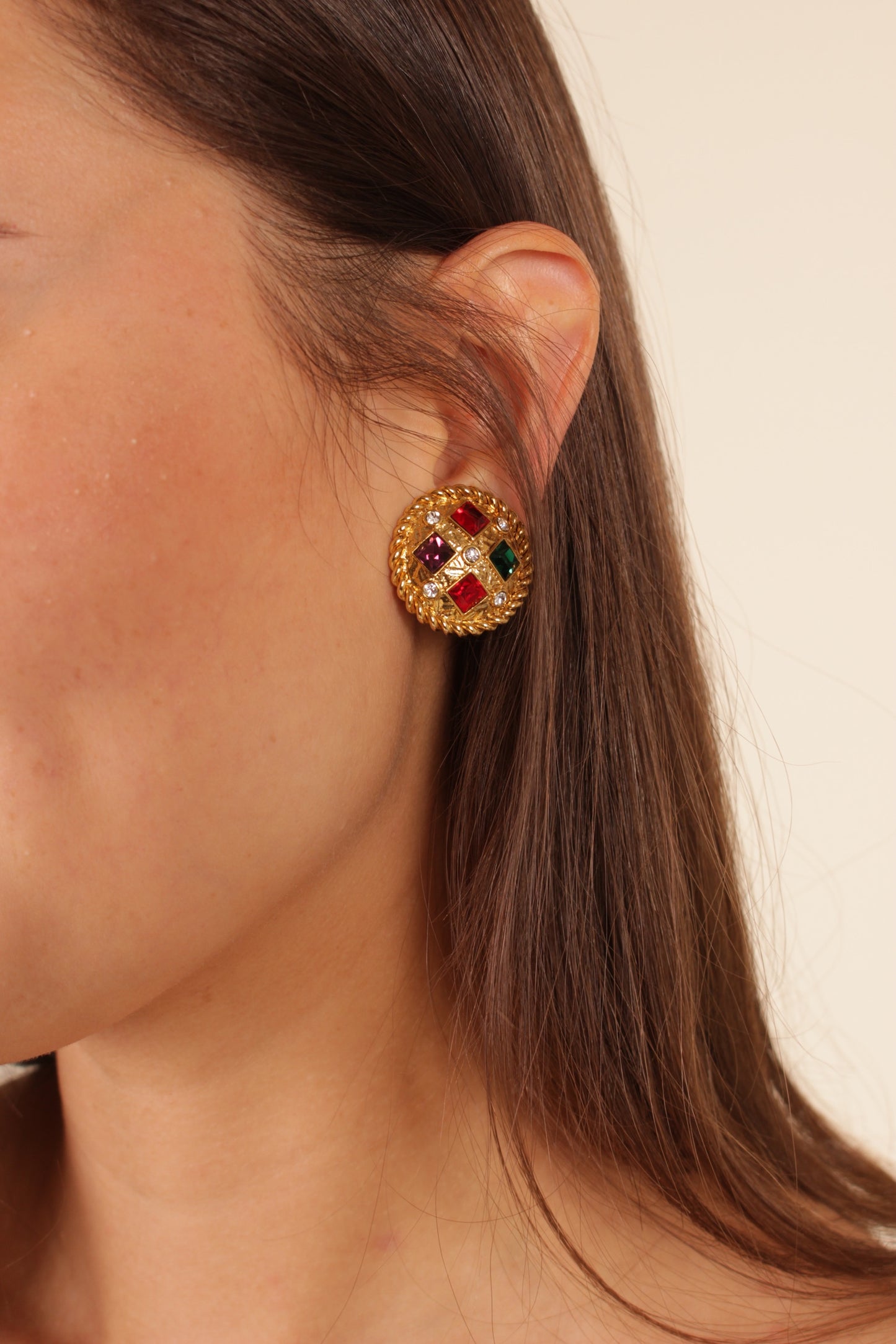 Vintage Jewel Clip On Earrings