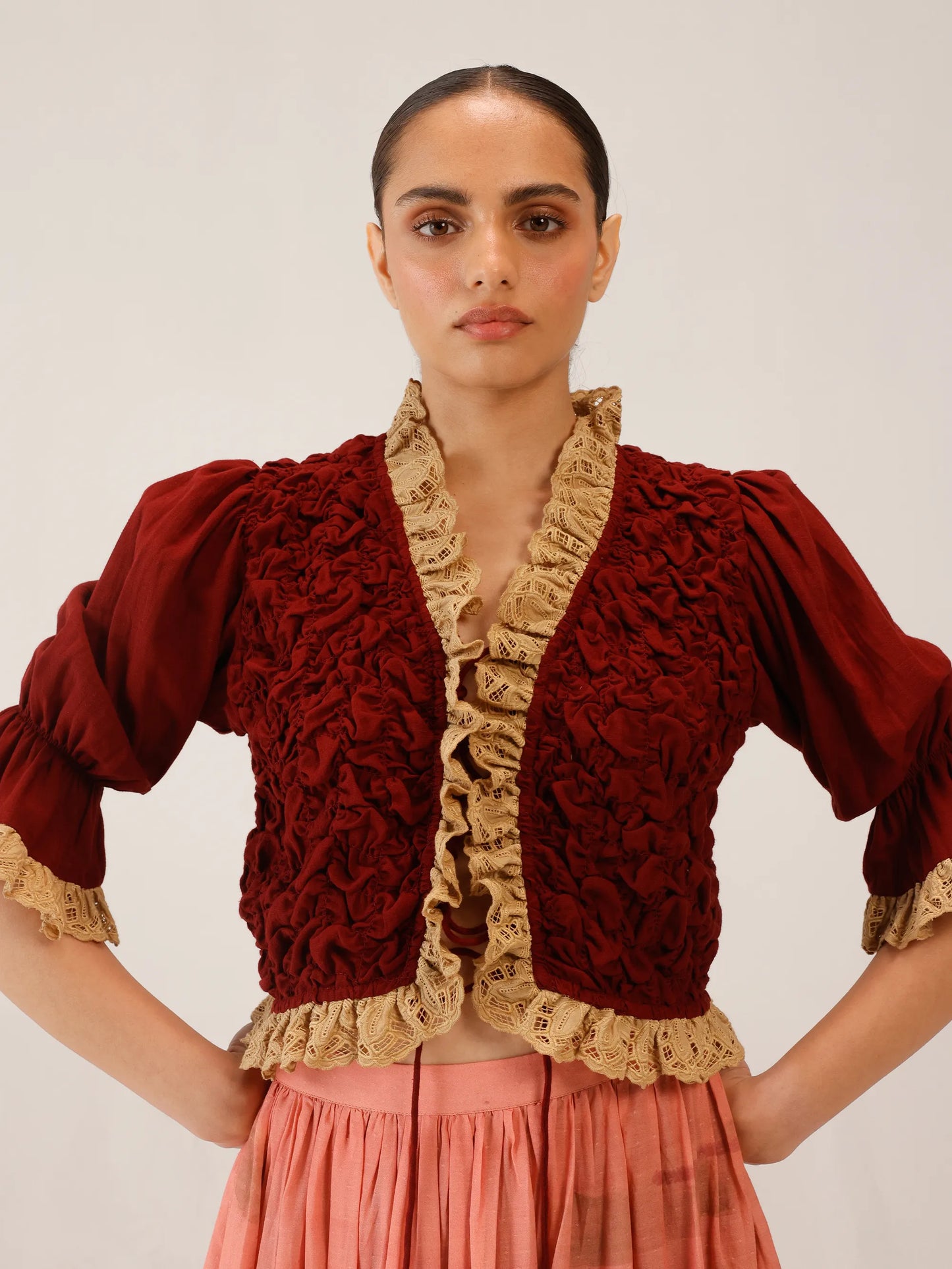 Cord Wine Ruched Top