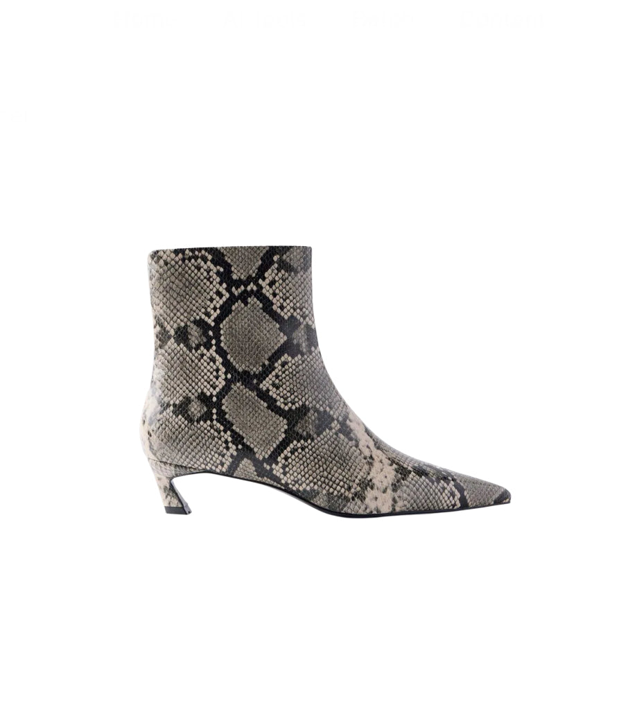 Mint Velvet Leather Snake Print Boots - new