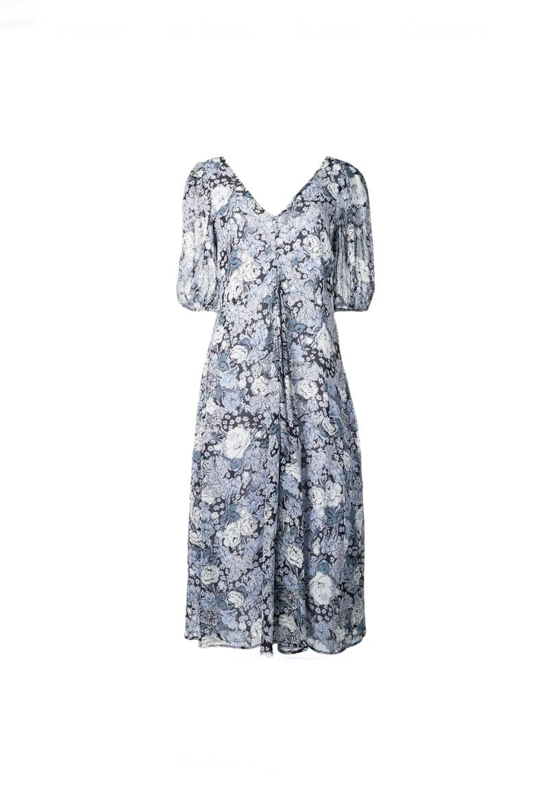 Ganni Blue Floral Dress - nwt