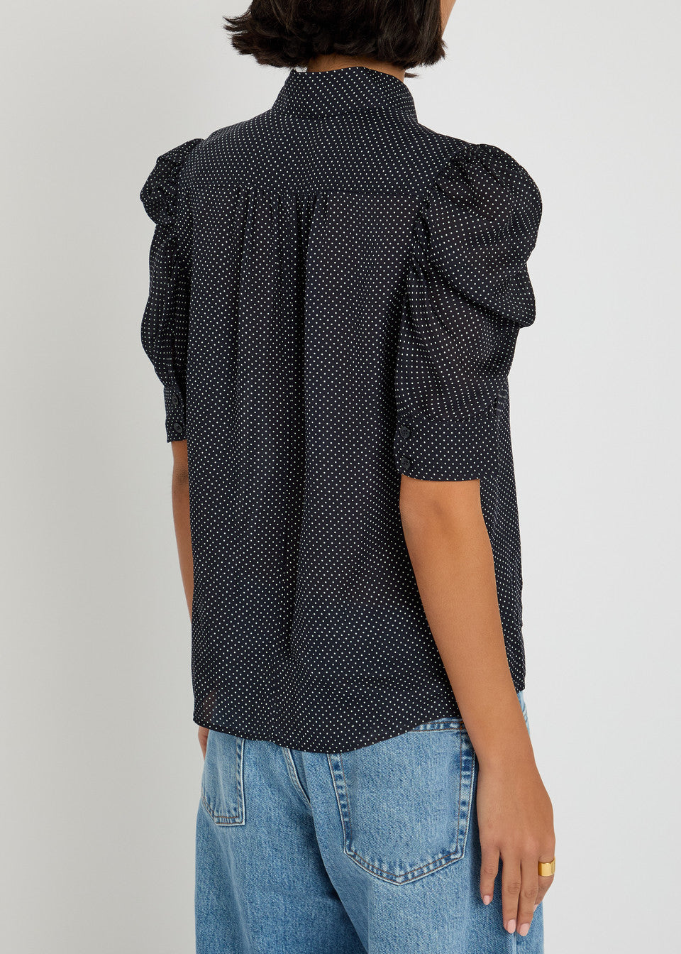 Frame Silk Polka Dot Top