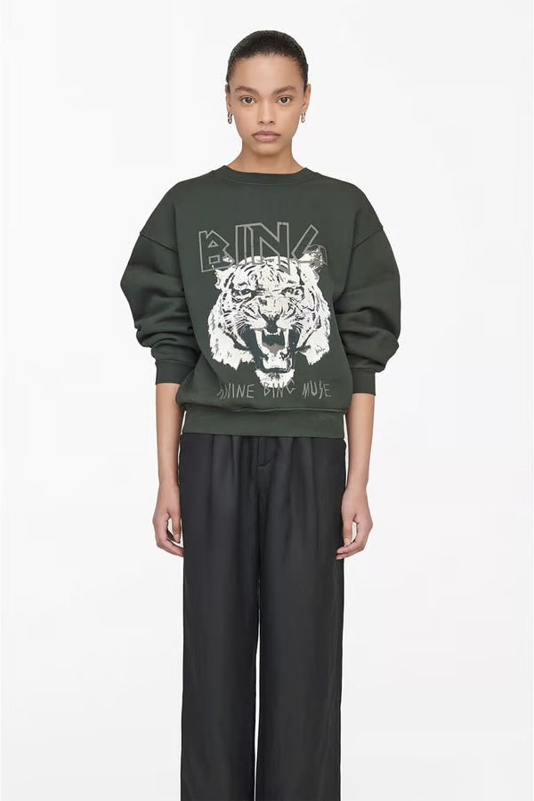 Anine Bing Forest Green Tiger Sweat