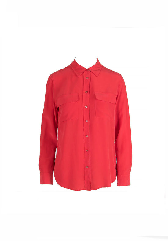 Equipment Red Silk Blouse