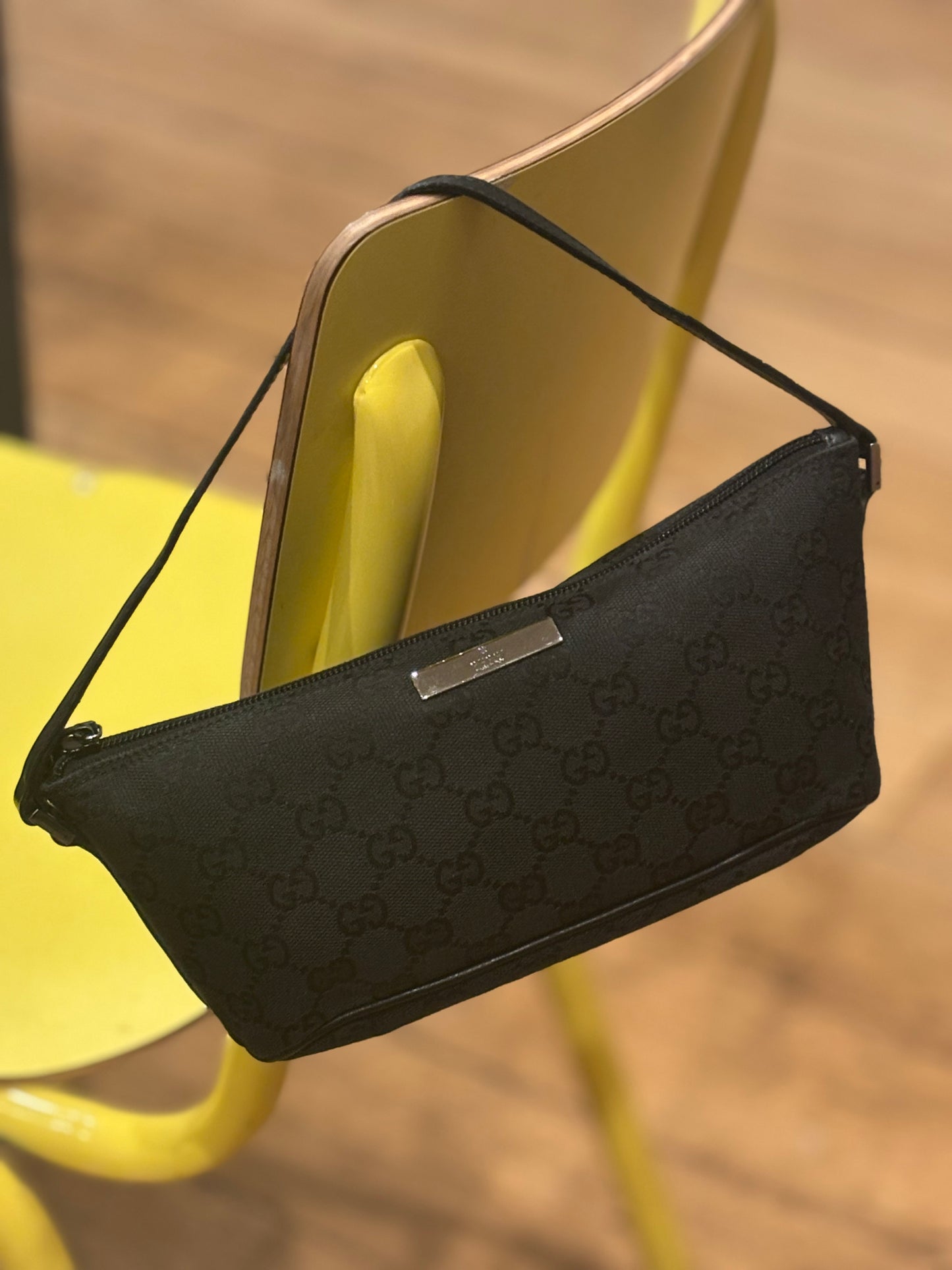 Gucci Black Canvas Boat Baguette