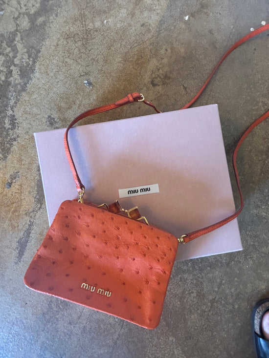 Miu Miu Ostrich Mini Crossbody Bag