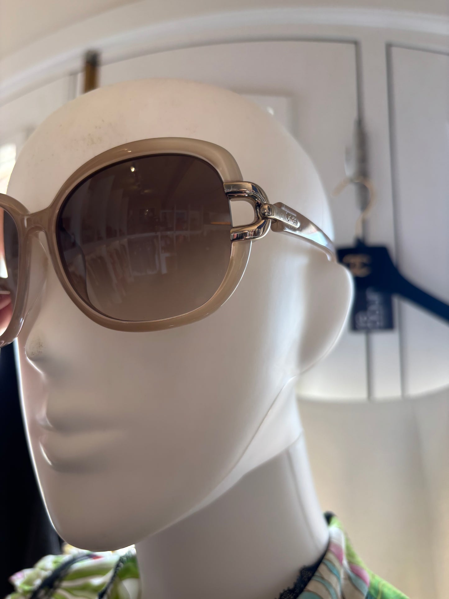 Chloe Oversized Beige Sunglasses