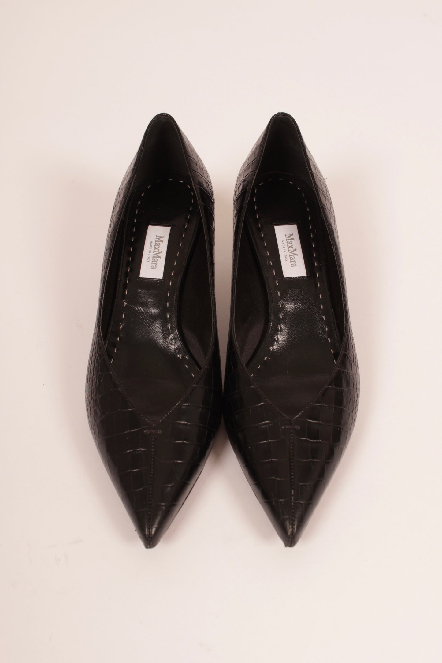 Max Mara Moc Croc Kitten Heels