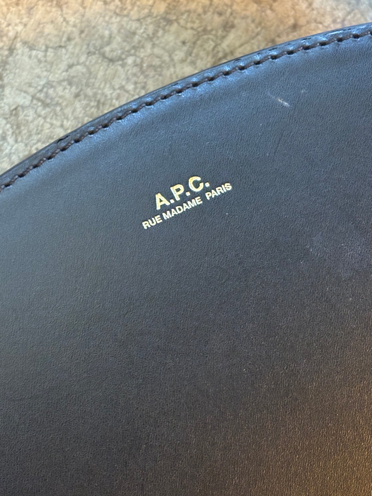 A.P.C Black Leather Demi Lune Bag