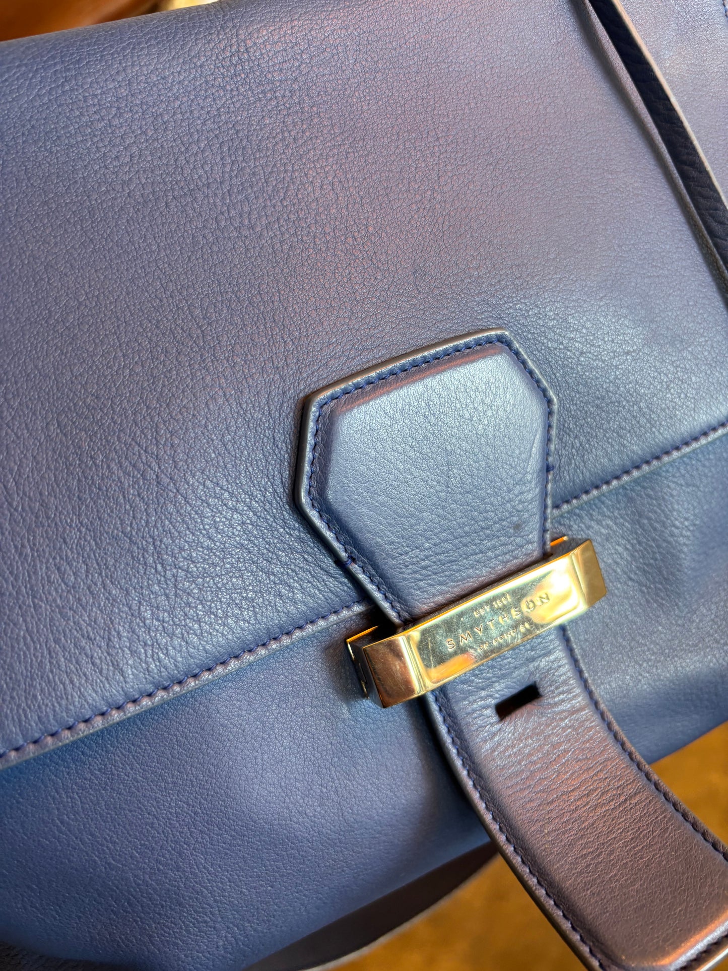 Smythson Berkeley Blue Leather Bag