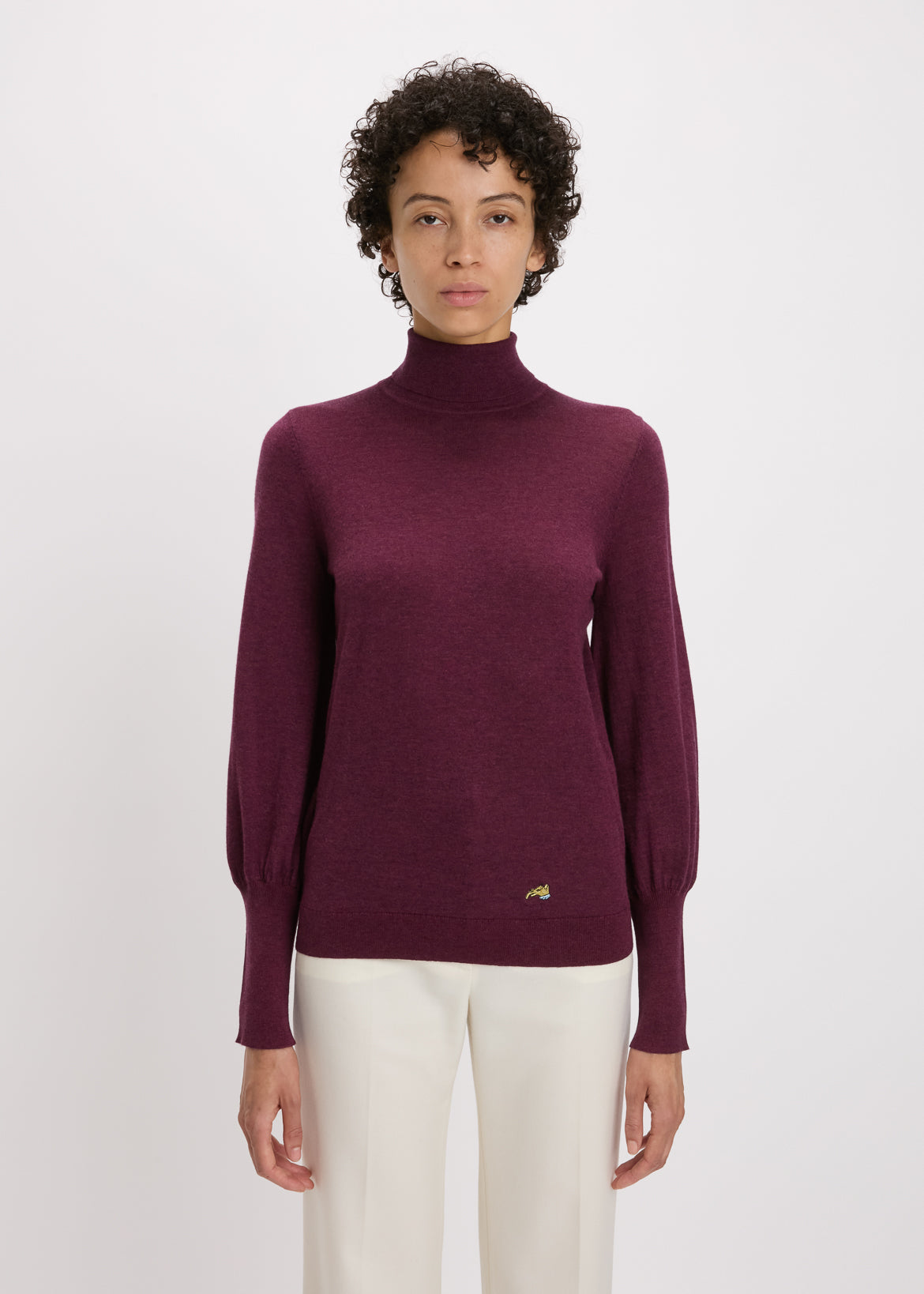 Bella Freud Wine Polo Neck Sweater