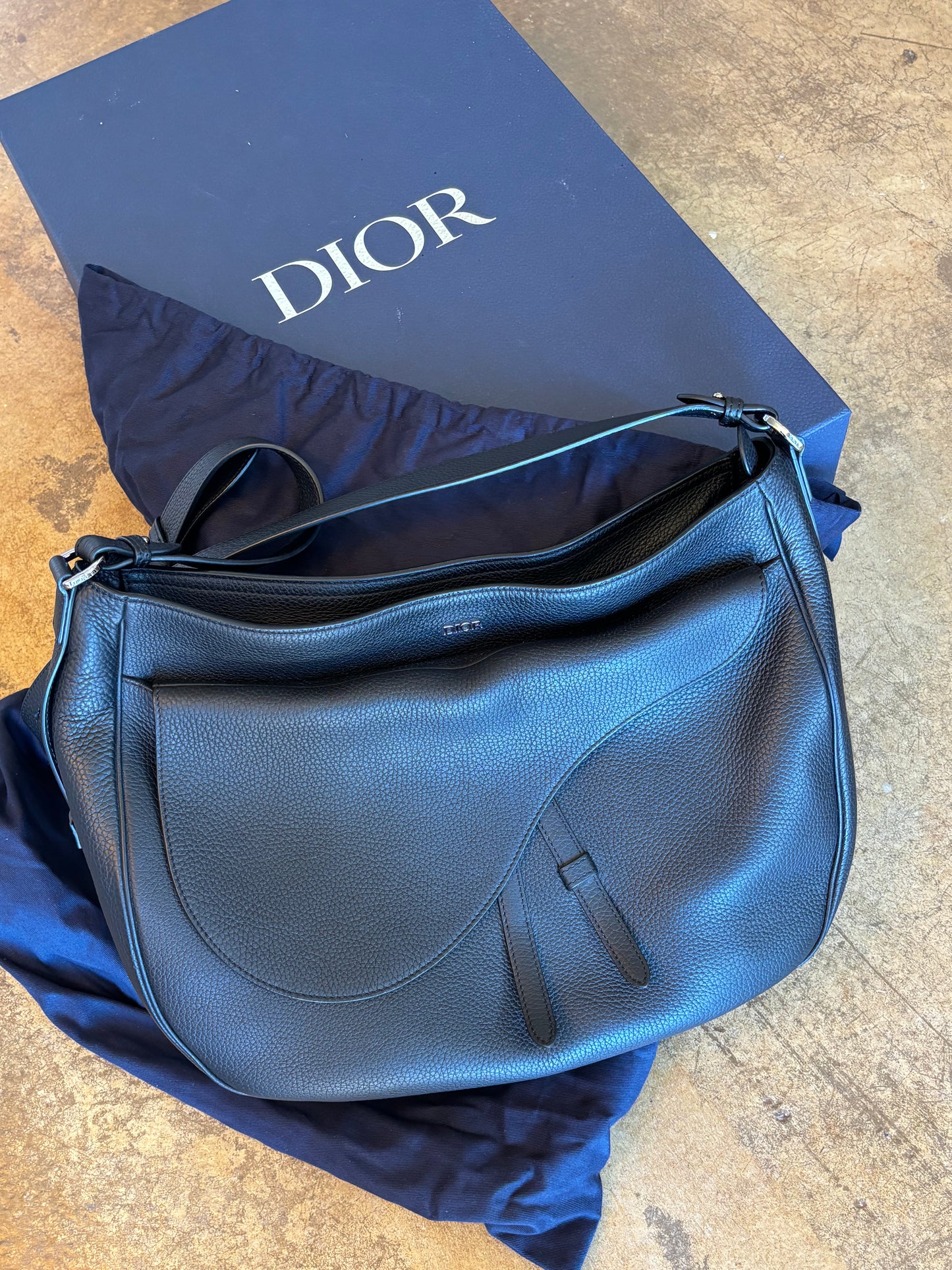 Dior Black Leather Saddle Bag