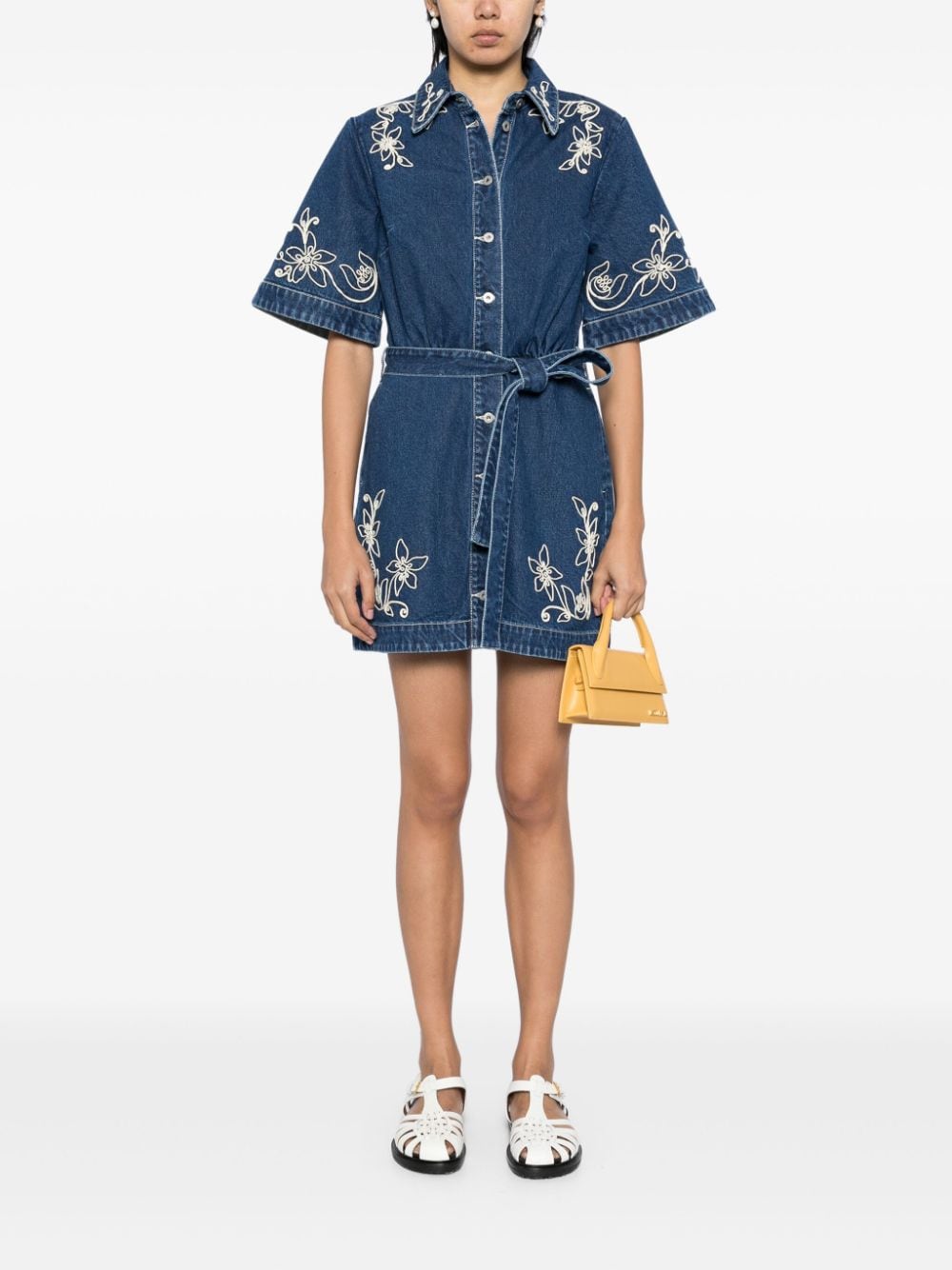 Alemais Denim Embroidered Dress