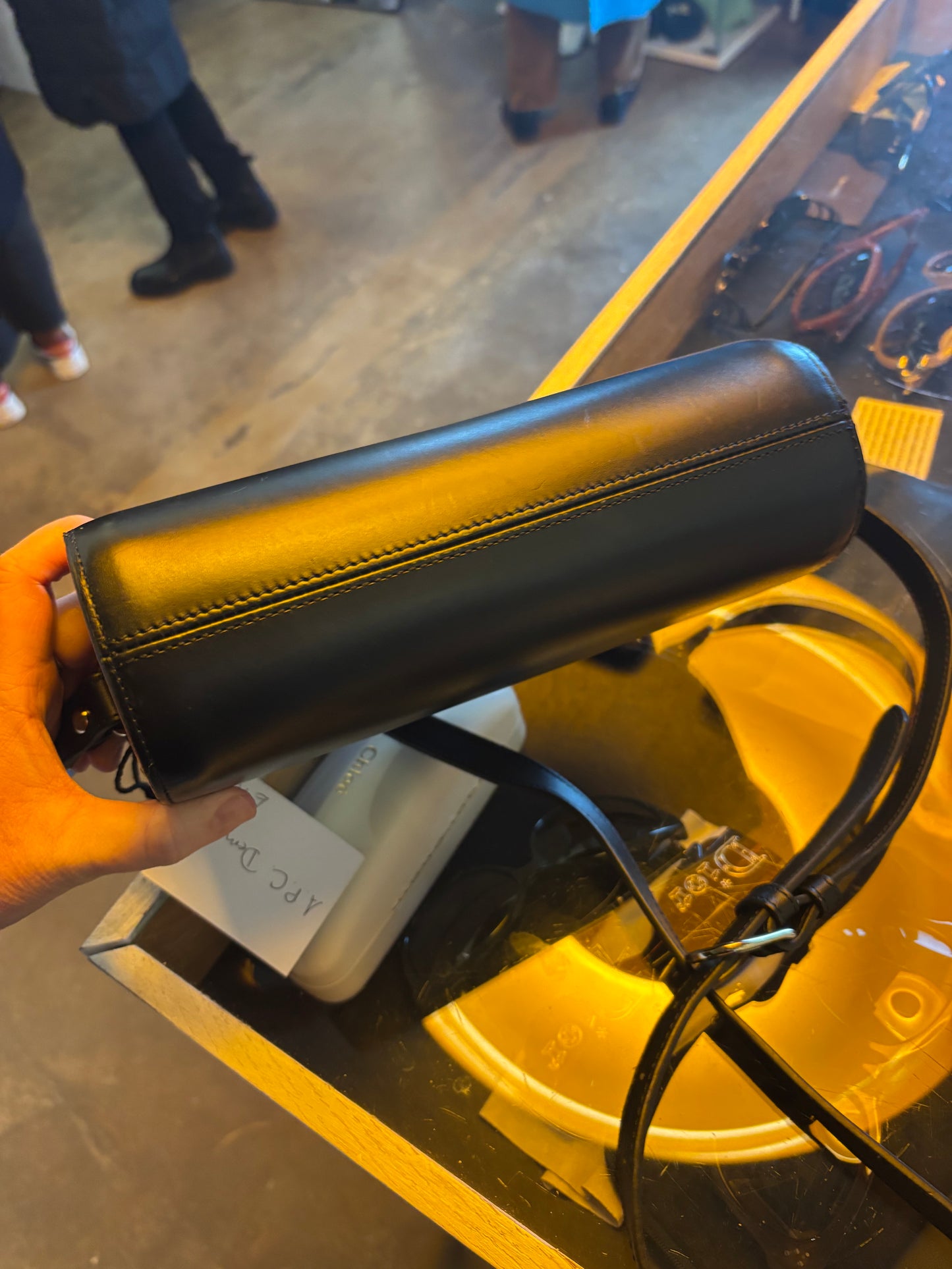 A.P.C Black Leather Demi Lune Bag