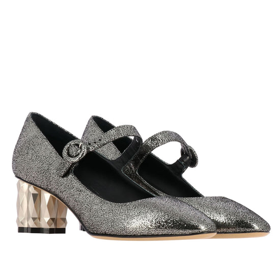Salvatore Ferragamo Silver Mary Janes