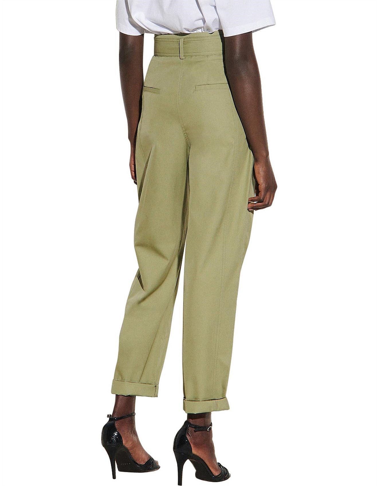 Sandro Khaki Belted Pants