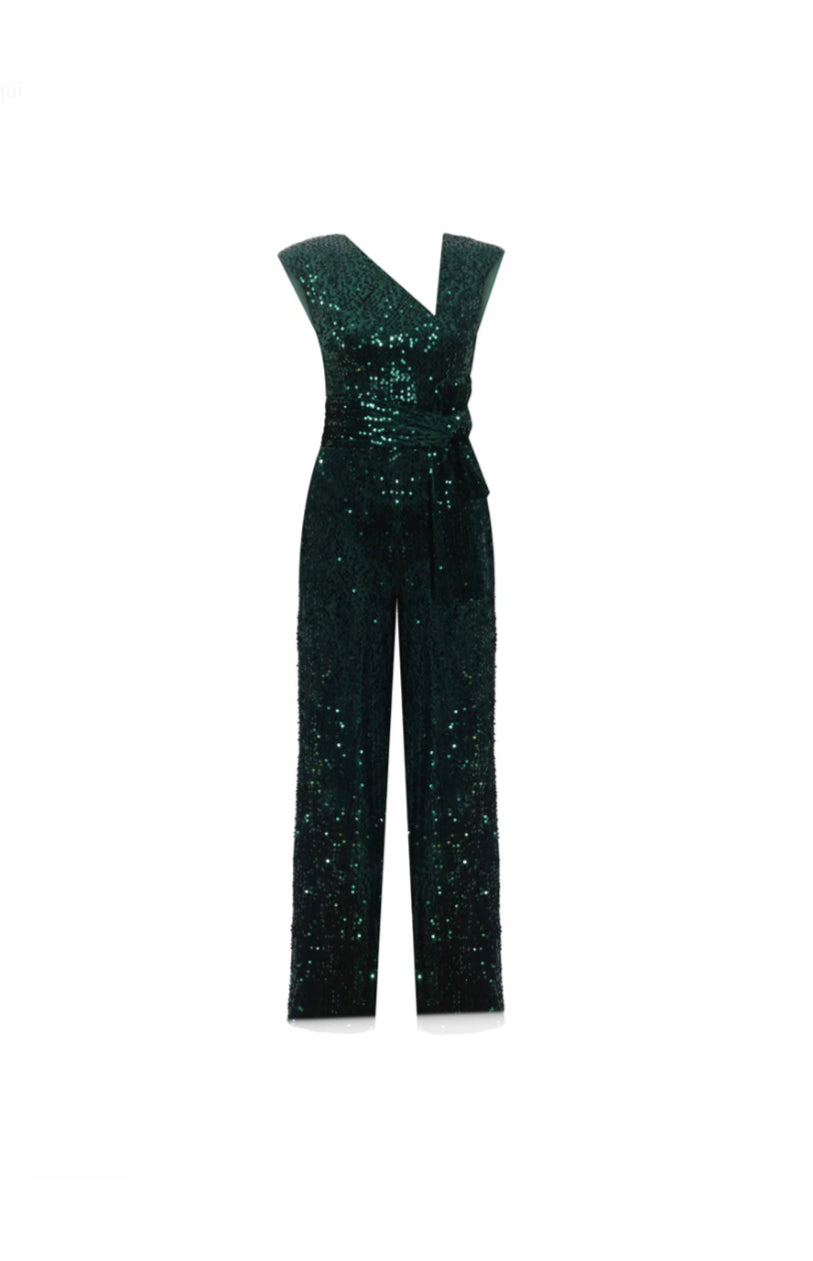 Nale Green Sequin Jumpsuit