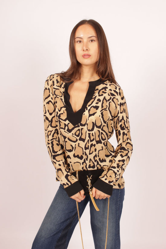 Vintage Gucci Silk Leopard Blouse