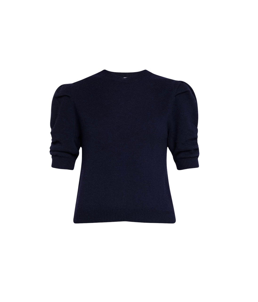 Frame Ruched Sleeve Black Cashmere Jumper