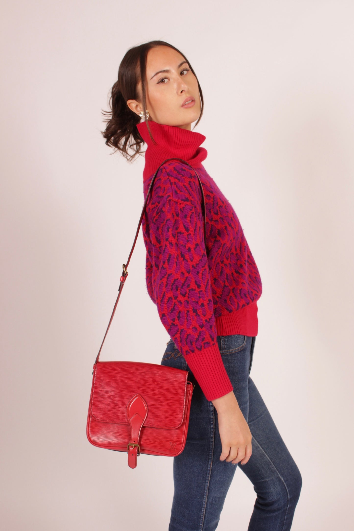 Louis Vuitton Red Epi Cartouchiere Bag