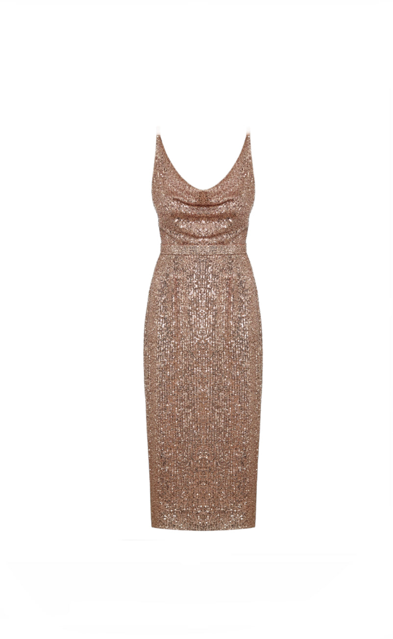 Undress Berta Gold Sequin Dress - nwt