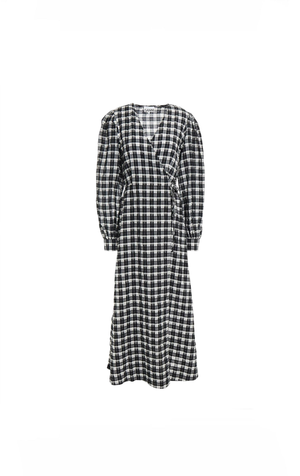 Ganni Seersucker Wrap Dress