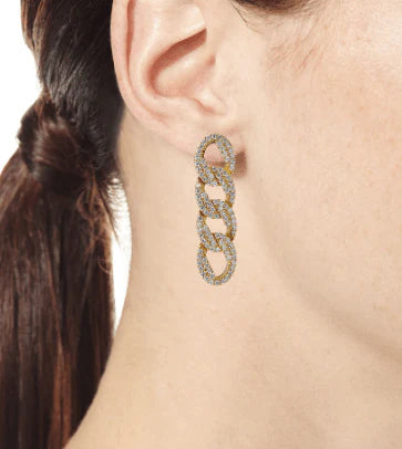 Fall on Pave Curb Crystal Earrings - new