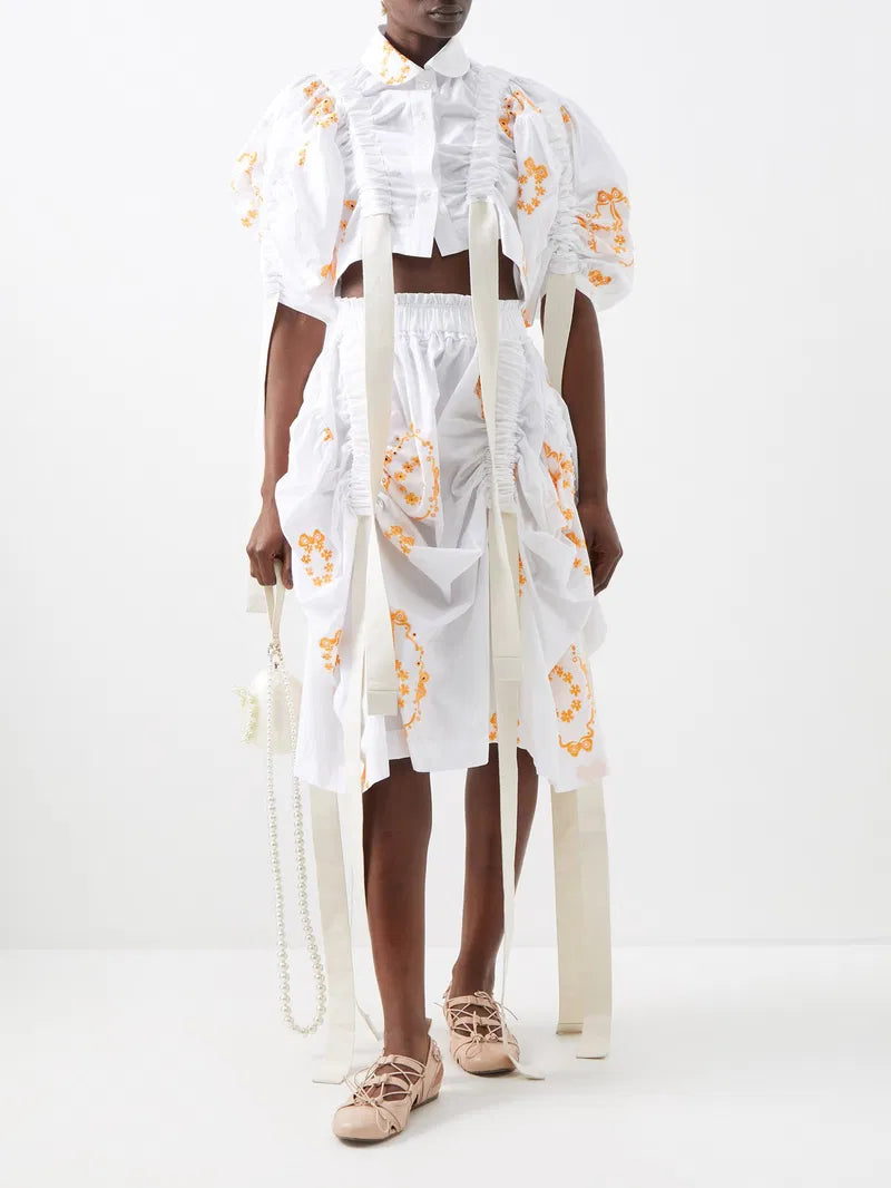 Simone Rocha White Embroidered Skirt